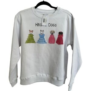 Unfortunate Portrait NWT Haute Dogs Sweatshirt White Graphic Crewneck XS